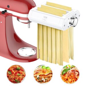 3-in-1 Pasta Attachment Set for KitchenAid Stand Mixer: Consists of Pasta Sheet Curler, Fettuccine Cutter, and Spaghetti Cutter