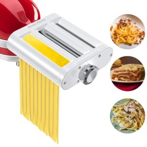 3-in-1 Pasta Maker Attachment Set for Kitchenaid Stand Mixers – Consists of Pasta Curler, Spaghetti Cutter, and Fettuccine Cutter by Jovan Dwelling