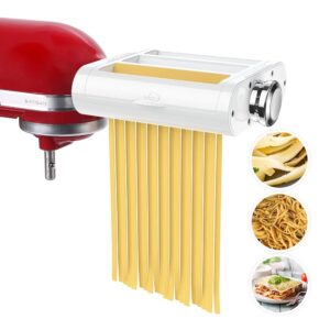 Antree 3-in-1 Pasta Maker Attachment Set for KitchenAid Stand Mixers – Contains Pasta Sheet Curler, Spaghetti Cutter, Fettuccine Cutter, and Cleansing Brush