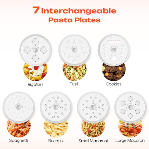 Connoisseur Pasta Press Attachment for KitchenAid Stand Mixers – Contains 7 Interchangeable Pasta Plates, Pasta Maker by HOZODO