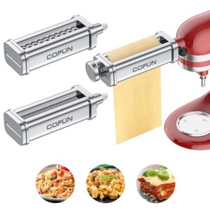 KitchenAid Stand Mixer Pasta Attachment Set, 3-Piece Equipment with Pasta Curler and Cutter for Genuine Spaghetti and Fettuccine, Sturdy Noodle Equipment by